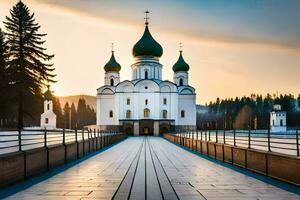 de kerk van de heilig kruis in de dorp van krasnogorsk, Rusland. ai-gegenereerd foto