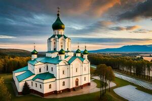 de kerk van de heilig kruis in de Russisch republiek van Kazachstan. ai-gegenereerd foto