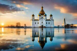 de kathedraal van de heilig kruis in Moskou, Rusland. ai-gegenereerd foto
