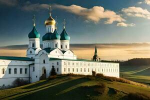 de kerk van de heilig kruis in de dorp van Krasnojarsk. ai-gegenereerd foto