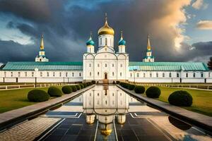 de kathedraal van de heilig kruis in Moskou, Rusland. ai-gegenereerd foto