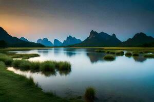 de li rivier- in China. ai-gegenereerd foto