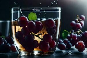 een glas van wijn met druiven. ai-gegenereerd foto