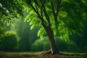 foto behang de lucht, bomen, gras, groente, boom, Woud, natuur, natuur behang. ai-gegenereerd