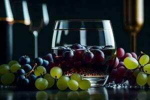 wijn glas met druiven en wijn. ai-gegenereerd foto