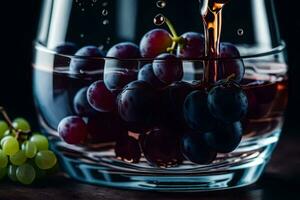 een glas van wijn wezen gegoten in een glas. ai-gegenereerd foto