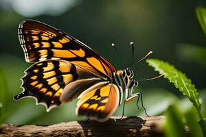 vlinder, de groente, de oranje, de geel, de zwart, de natuur,. ai-gegenereerd foto