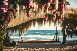 een strand bruiloft in Mexico. ai-gegenereerd foto