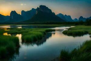 de li rivier- in China. ai-gegenereerd foto