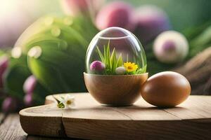 de Pasen ei is een symbool van de lente. ai-gegenereerd foto