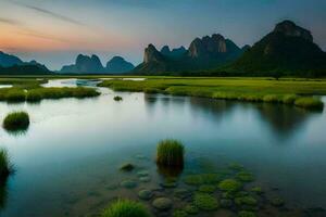 de li rivier- in China. ai-gegenereerd foto