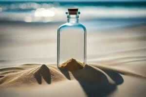 bericht in een fles Aan de strand. ai-gegenereerd foto