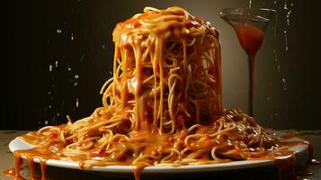 heerlijk spaghetti voedsel schotel ai foto