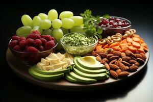 divers soorten van gezond fruit en graan snacks foto