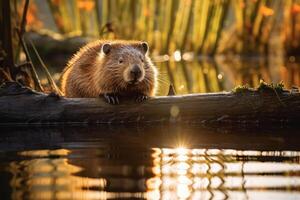 bever in natuur breed leven dieren. ai gegenereerd. foto