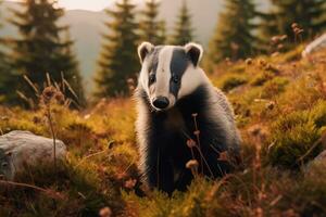 dassen in natuur breed leven dieren. ai gegenereerd. foto