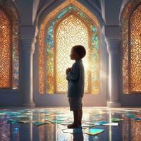 moslim bidden in moskee, ramdan, Islamitisch achtergrond, ai generatief foto