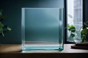 gehumeurd glas kubus transparant mockup foto
