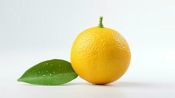 foto van een yuzu citrus geïsoleerd Aan vlak wit achtergrond. generatief ai