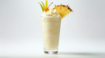 foto van een pina colada geïsoleerd Aan vlak wit achtergrond. generatief ai