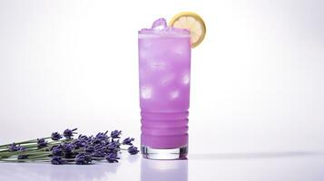 foto van een lavendel limonade drinken geïsoleerd Aan wit achtergrond. generatief ai