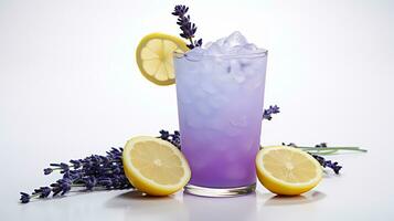 foto van een lavendel limonade drinken geïsoleerd Aan wit achtergrond. generatief ai