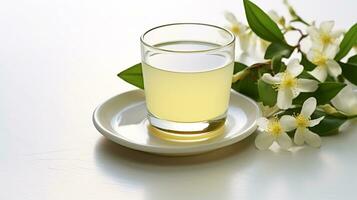 foto van een jasmijn thee drinken geïsoleerd Aan wit achtergrond. generatief ai