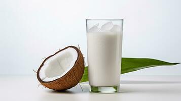 foto van een kokosnoot water drinken geïsoleerd Aan wit achtergrond. generatief ai
