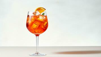 foto van een aperol spritz drinken geïsoleerd Aan wit achtergrond. generatief ai