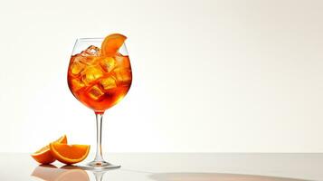 foto van een aperol spritz drinken geïsoleerd Aan wit achtergrond. generatief ai