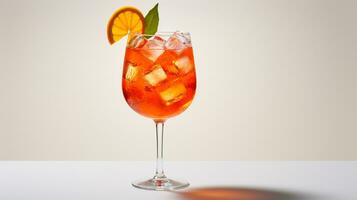 foto van een aperol spritz drinken geïsoleerd Aan wit achtergrond. generatief ai