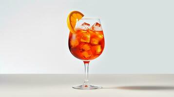 foto van een aperol spritz drinken geïsoleerd Aan wit achtergrond. generatief ai