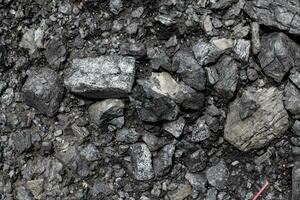 natuurlijk zwart kolen voor de achtergrond, hoop van zwart steenkool detailopname visie. foto
