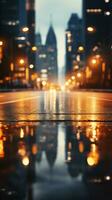bokeh lichten met wazig stad straat Bij nacht foto