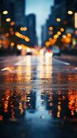 bokeh lichten met wazig stad straat Bij nacht foto