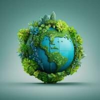 ecologie concept. groen planeet met bomen foto