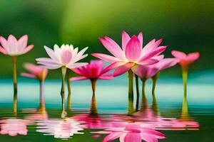 roze lotus bloemen in de water. ai-gegenereerd foto