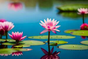 roze water lelies in een vijver. ai-gegenereerd foto