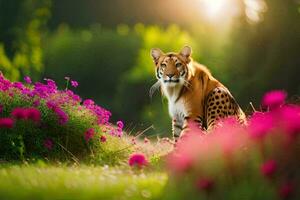 een tijger in de wild. ai-gegenereerd foto