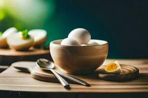 de voordelen van aan het eten eieren. ai-gegenereerd foto