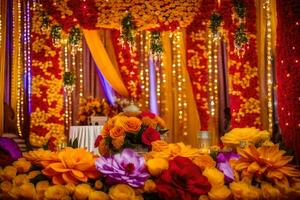 bruiloft decor ideeën voor Indisch bruiloft. ai-gegenereerd foto