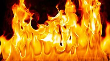 vuur vlammen op abstracte kunst zwarte achtergrond foto