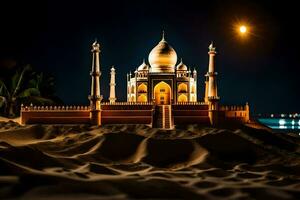 de taj mahal Bij nacht. ai-gegenereerd foto