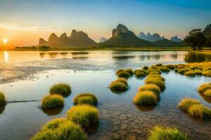 de li rivier- in China. ai-gegenereerd foto