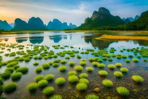 de li rivier- in China. ai-gegenereerd foto