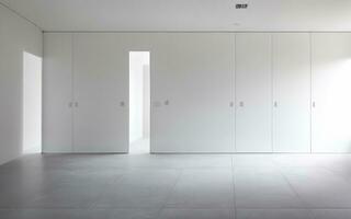 binnen- interieur minimalisme wit ruimte concept achtergrond gemaakt met ai generatief foto