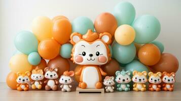 schattig tekenfilm dier ballon kader voor kinderen' verjaardagen foto