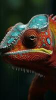 detailopname van een regenboog kameleon ai gegenereerd foto