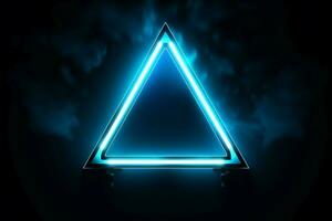 strak neon ontwerp een opvallend blauw driehoek element staat uit ai gegenereerd foto