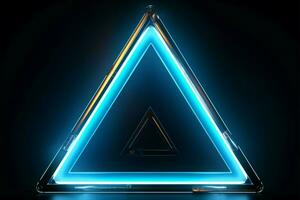 blauw neon driehoek elementair eenvoud met een levendig, modern rand ai gegenereerd foto